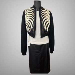 HERMES Beautiful Screen Printed Silk Fashion Jacket EU 38 Noir
